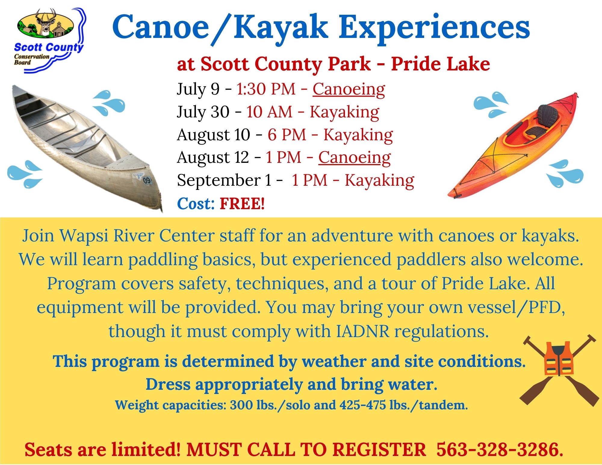 Kayak Experience at Scott County Park Pride Lake Scott County, Iowa